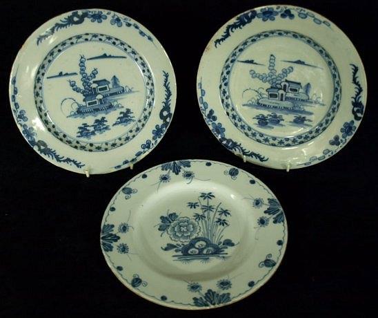 Appraisal: An th Century English Delft plate painted buildings in garden