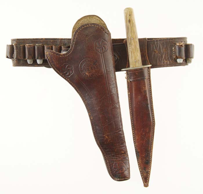 Appraisal: EARLY WAL-RIC CARTRIDGE BELT WITH KNIFE SHEATH AND CANNON KELLER