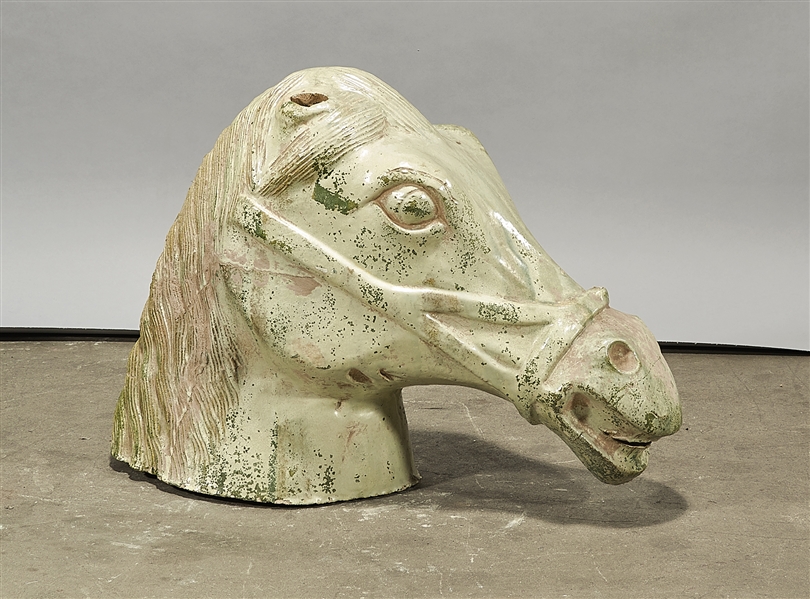 Appraisal: Chinese glazed ceramic figure of a horse head x x