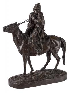 Appraisal: EVGENY LANCERAY RUSSIAN - Cossack Lovers Bidding Farewell bronze with