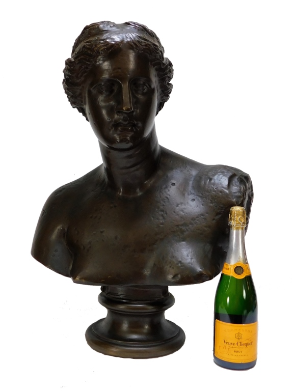 Appraisal: LARGE F BARBEDIENNE BRONZE BUST OF A NUDE WOMAN France