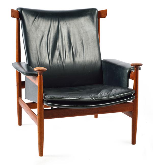 Appraisal: A DANISH FINN JUHL 'BWANA' CHAIR IN BLACK LEATHER c