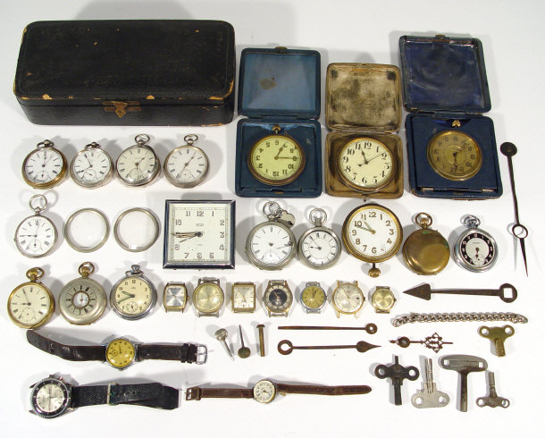 Appraisal: Large collection of silver cased and other pocket watches clock