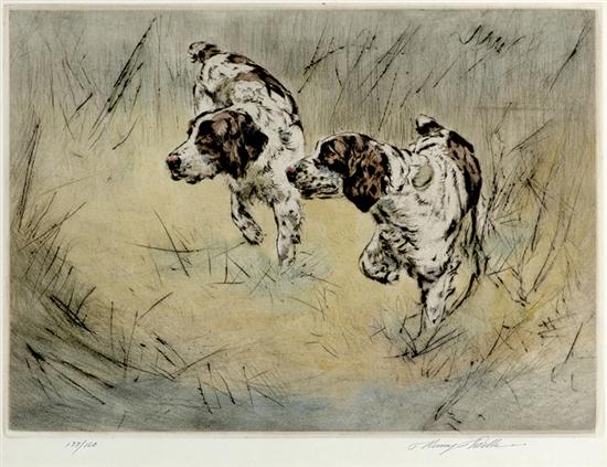 Appraisal: Henry Wilkinson British th century ENGLISH SPRINGER SPANIELScolored etching framed