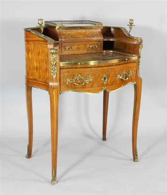 Appraisal: A Louis XV gilt bronze mounted kingwood and parquetry writing