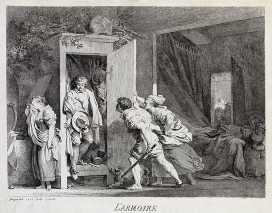 Appraisal: JEAN-HONOR FRAGONARD L'Armoire Etching x mm x inches Second state