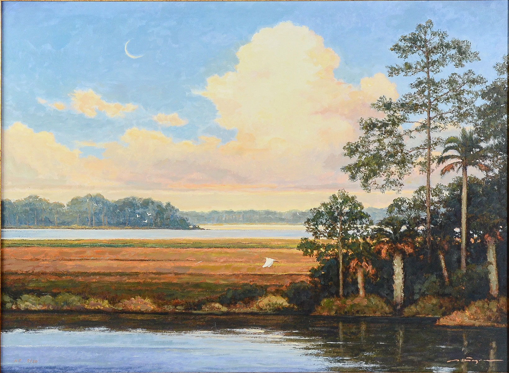 Appraisal: LARGE ILLEGIBLY SIGNED HIGH QUALITY FLORIDA PAINTING Scene Depicts the