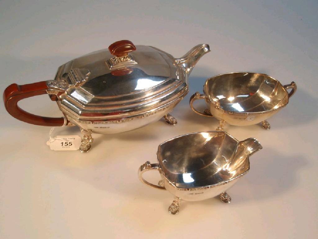 Appraisal: A George VI silver three-piece tea service by Brook Son