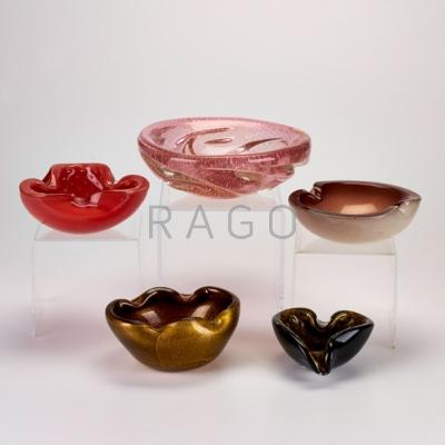 Appraisal: BAROVIER MURANO ETC Five biomorphic bowls or ashtrays with cased