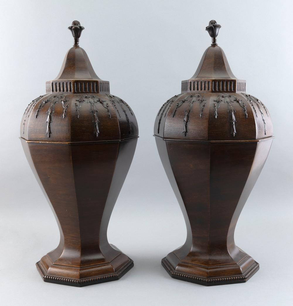 Appraisal: UNUSUAL PAIR OF URN-FORM KNIFE BOXES LATE TH EARLY TH