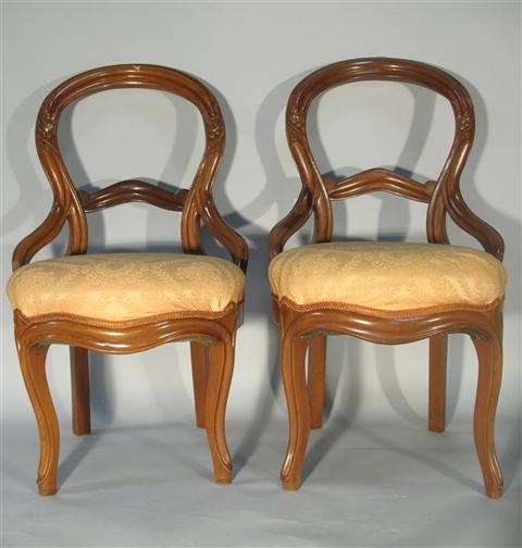 Appraisal: PAIR OF VICTORIAN STYLE BALLOON BACK SIDE CHAIRS Arched backs