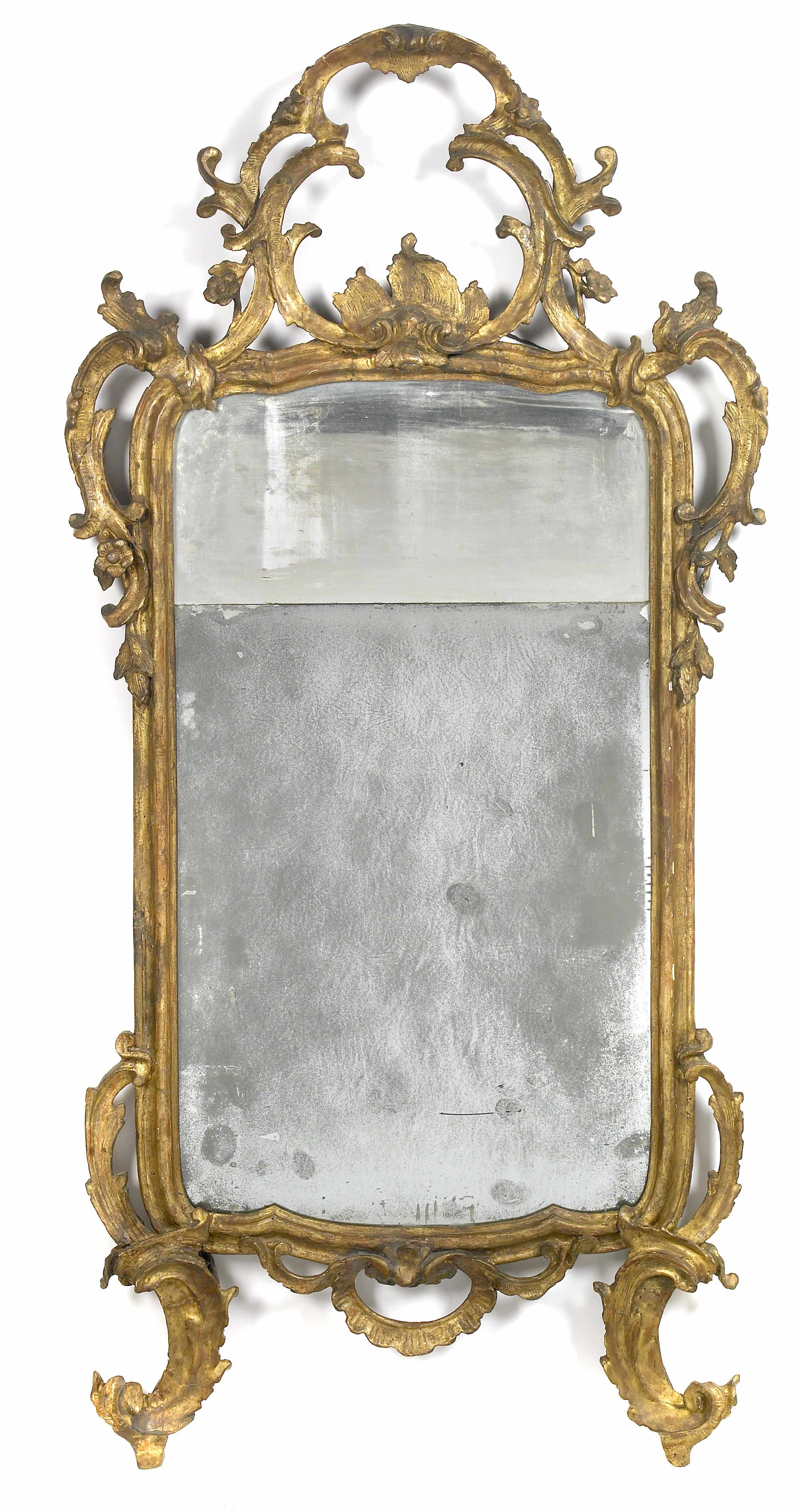 Appraisal: An Italian Rococo carved giltwood mirror mid th century The