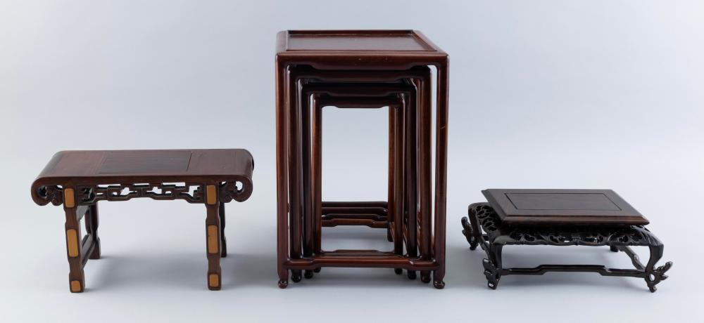 Appraisal: COLLECTION OF CHINESE CARVED SMALL WOOD STANDS TH TH CENTURYCOLLECTION