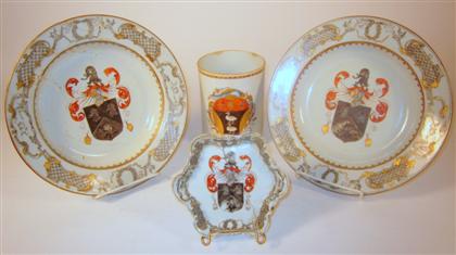 Appraisal: Four pieces Chinese export armorial porcelain th century