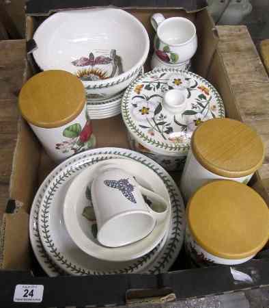 Appraisal: A collection of Portmeirion Botanical Plates Mugs Cups Storage Jars