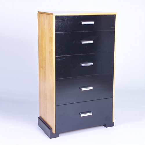 Appraisal: DONALD DESKEY AMODEC Five-drawer dresser with black lacquered drawer fronts