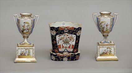 Appraisal: Mason's Cachepot together with a Small Pair of Vienna Urns