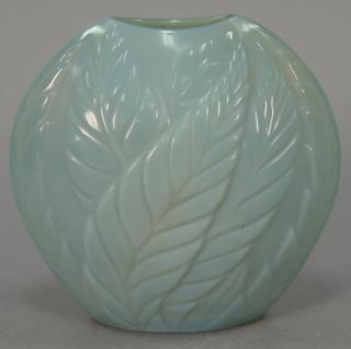 Appraisal: Lalique Filicaria art glass vase molded pressed crystal pillow form