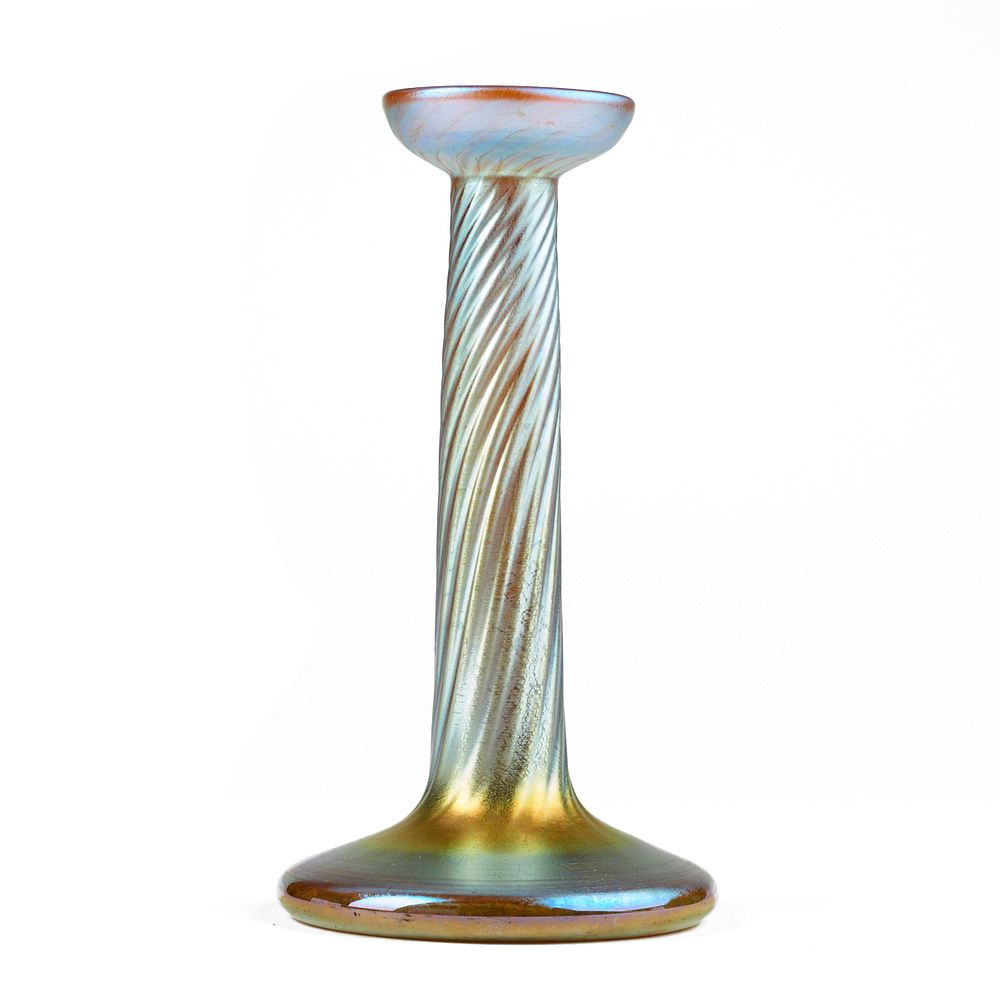 Appraisal: Tiffany Favrile Art Glass Twist Candlestick Tiffany New York USA