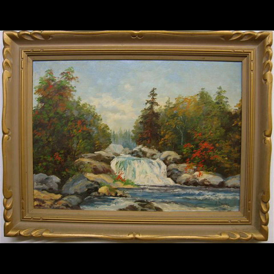 Appraisal: WATERFALL E DOUGLAS CANADIAN OIL ON MASONITE Height - cm