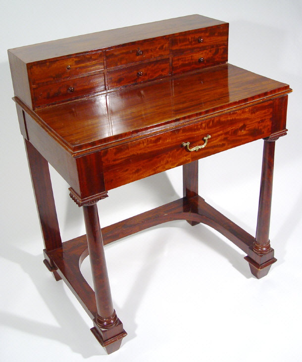 Appraisal: Empire style mahogany dressing table the superstructure fitted with a