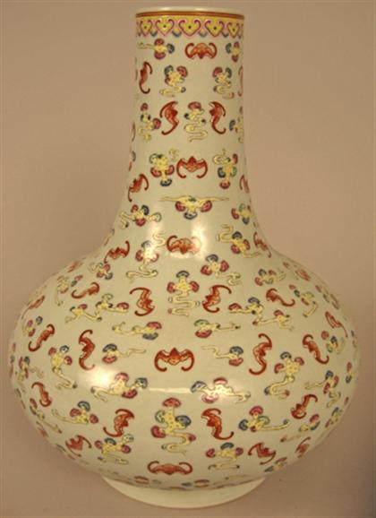 Appraisal: Chinese porcelain 'bat' enameled vase red guangxu mark and possibly