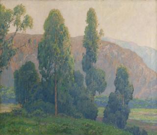 Appraisal: Maurice Braun ''Morning - Southern California'' eucalyptus landscape with mountains