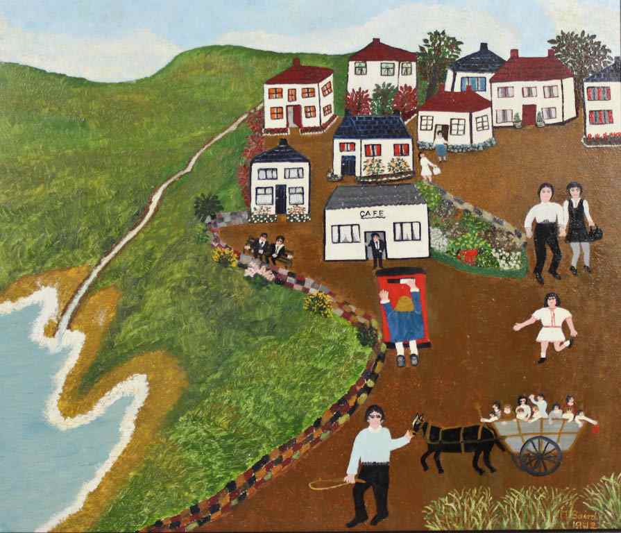 Appraisal: MARGARET BAIRD BRITISH - NAIVE LANDSCAPE Oil on board x