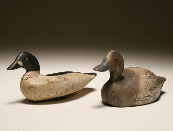 Appraisal: Duck decoys carved and hand painted wooden birds one with