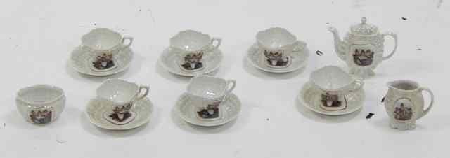 Appraisal: A shell moulded lustre tea set decorated scenes of Welsh