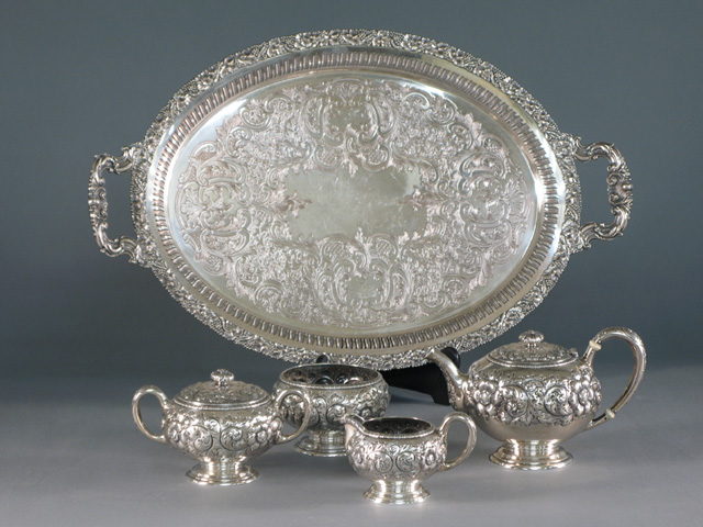 Appraisal: GORHAM STERLING SILVER TEA SET AND A TRAY pieces The