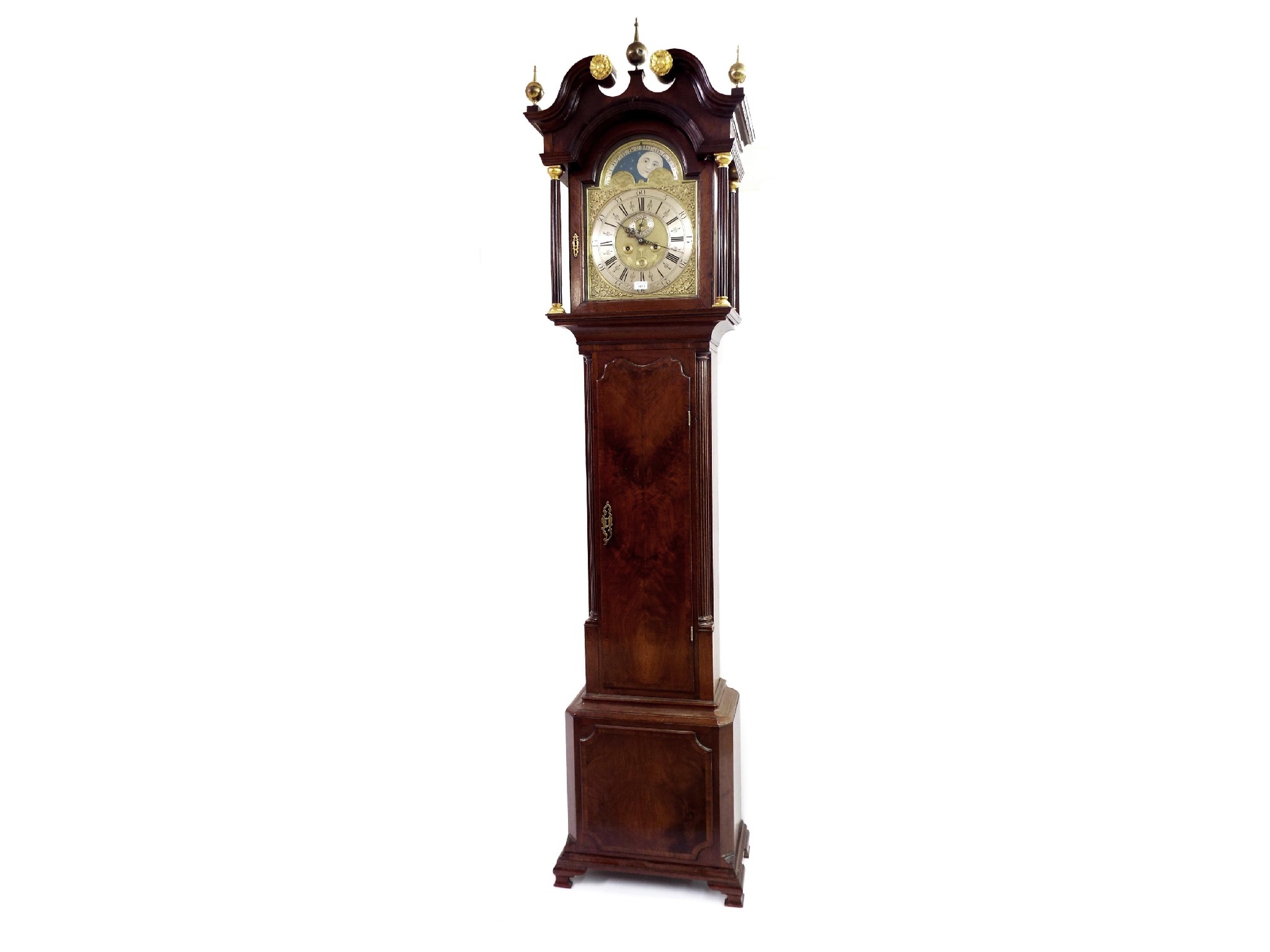 Appraisal: Mahogany eight day longcase clock the brass arched dial signed