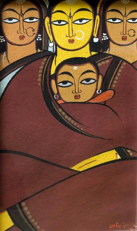 Appraisal: JAMINI ROY INDIAN - THREE WOMEN AND A CHILD tempera