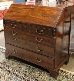 Appraisal: George III mahogany slant front desk George III mahogany slant