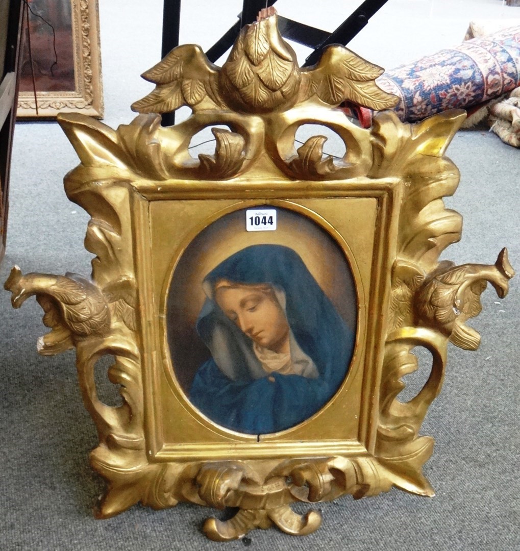 Appraisal: After Carlo Dolci Mater Dolorosa watercolour oval cm x cm