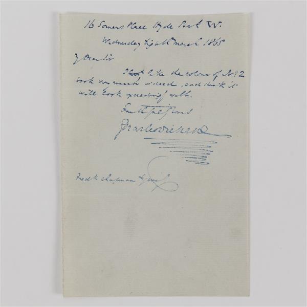 Appraisal: Charles Dickens Signed Note Charles Dickens was an English writer