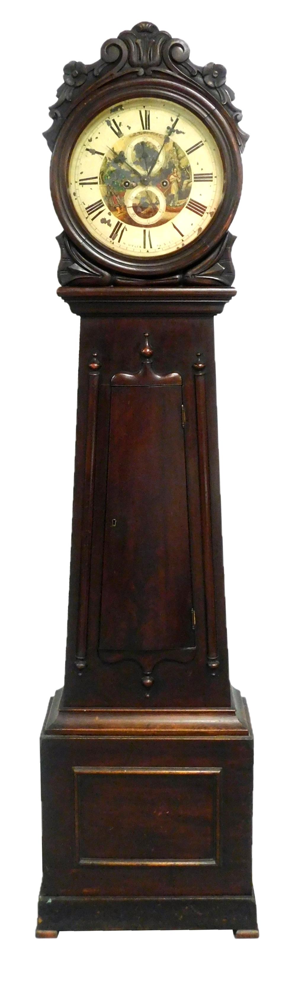 Appraisal: Tall Case Clock c mahogany and mahogany veneer dial signed