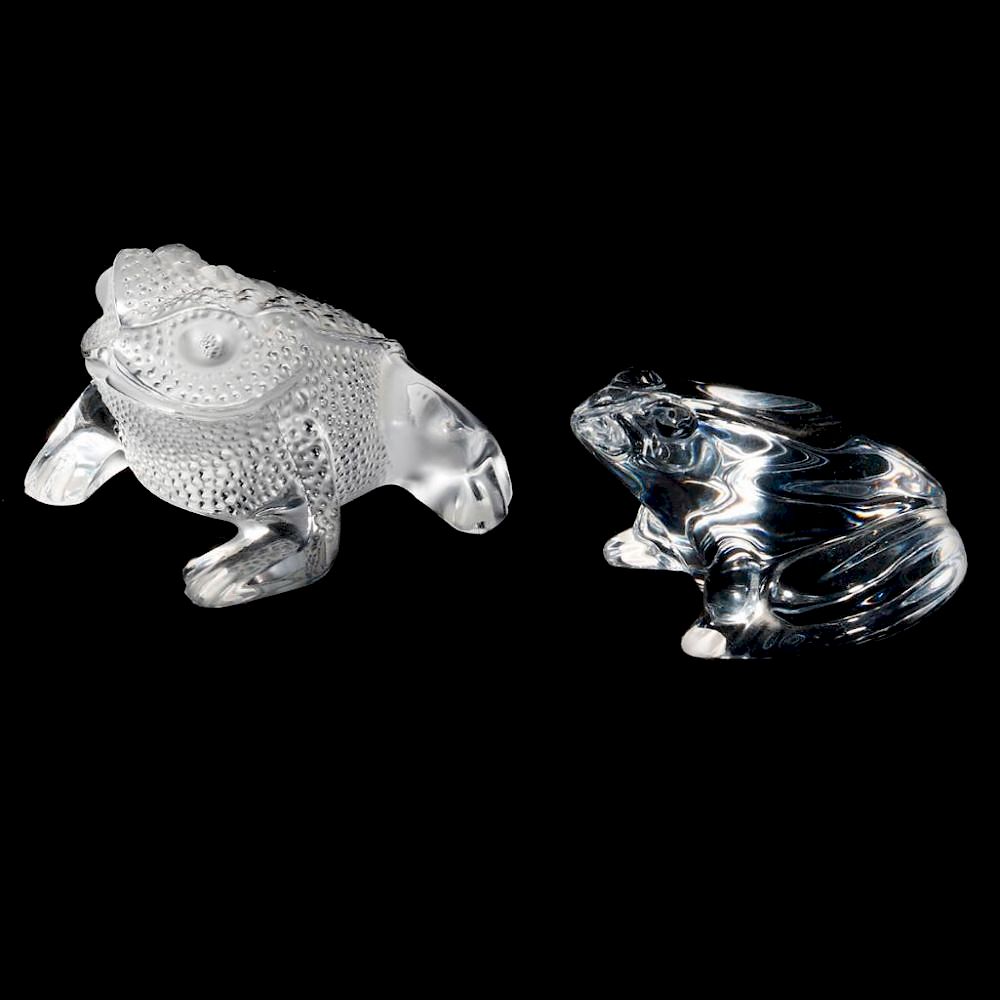 Appraisal: TWO LALIQUE CLEAR AND FROSTED GLASS FROGS A Lalique frosted