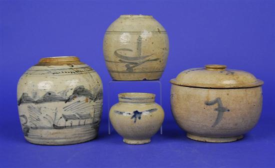 Appraisal: COLLECTION OF FOUR ANAMESE VESSELS including covered pot height inches