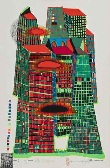 Appraisal: Friedensreich Hundertwasser - Good Morning City K silkscreen with metallic