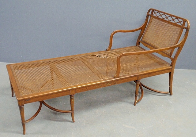 Appraisal: - Sheraton style maple daybed with caned seat and back