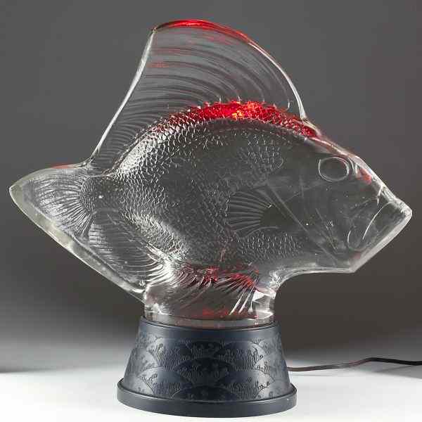 Appraisal: Lalique Fishcirca ''Gros Poisson Vagues '' molded and frosted glass