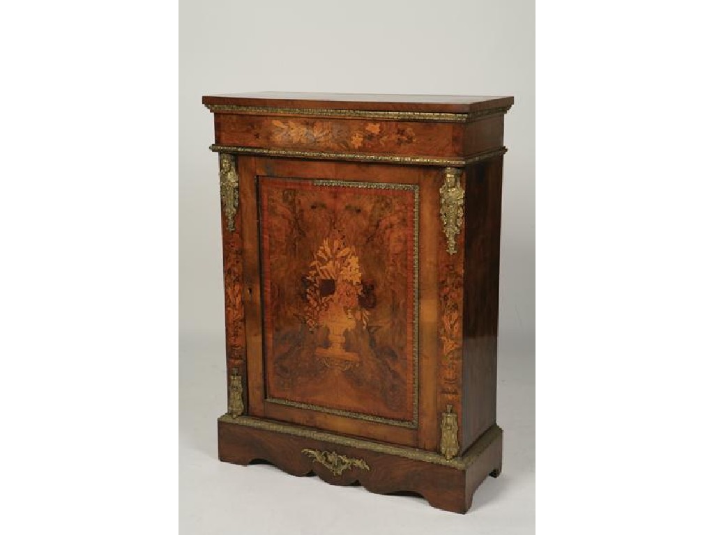 Appraisal: A VICTORIAN WALNUT AND MARQUETRY PIER CABINET the rectangular top