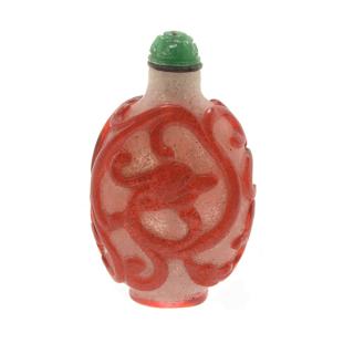 Appraisal: A Red Overlay Glass Snuff Bottle th Century cm A