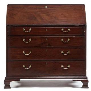 Appraisal: George III Slant Front Desk late th century mahogany oak