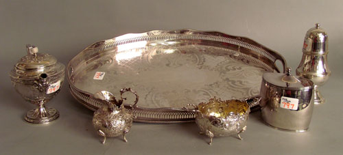 Appraisal: Three pcs of Continental silver together with a plated caster