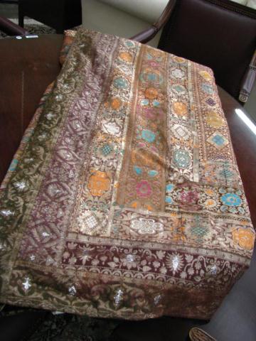 Appraisal: Vintage Oriental Silk Throw silk weaving on cotton warp approximately