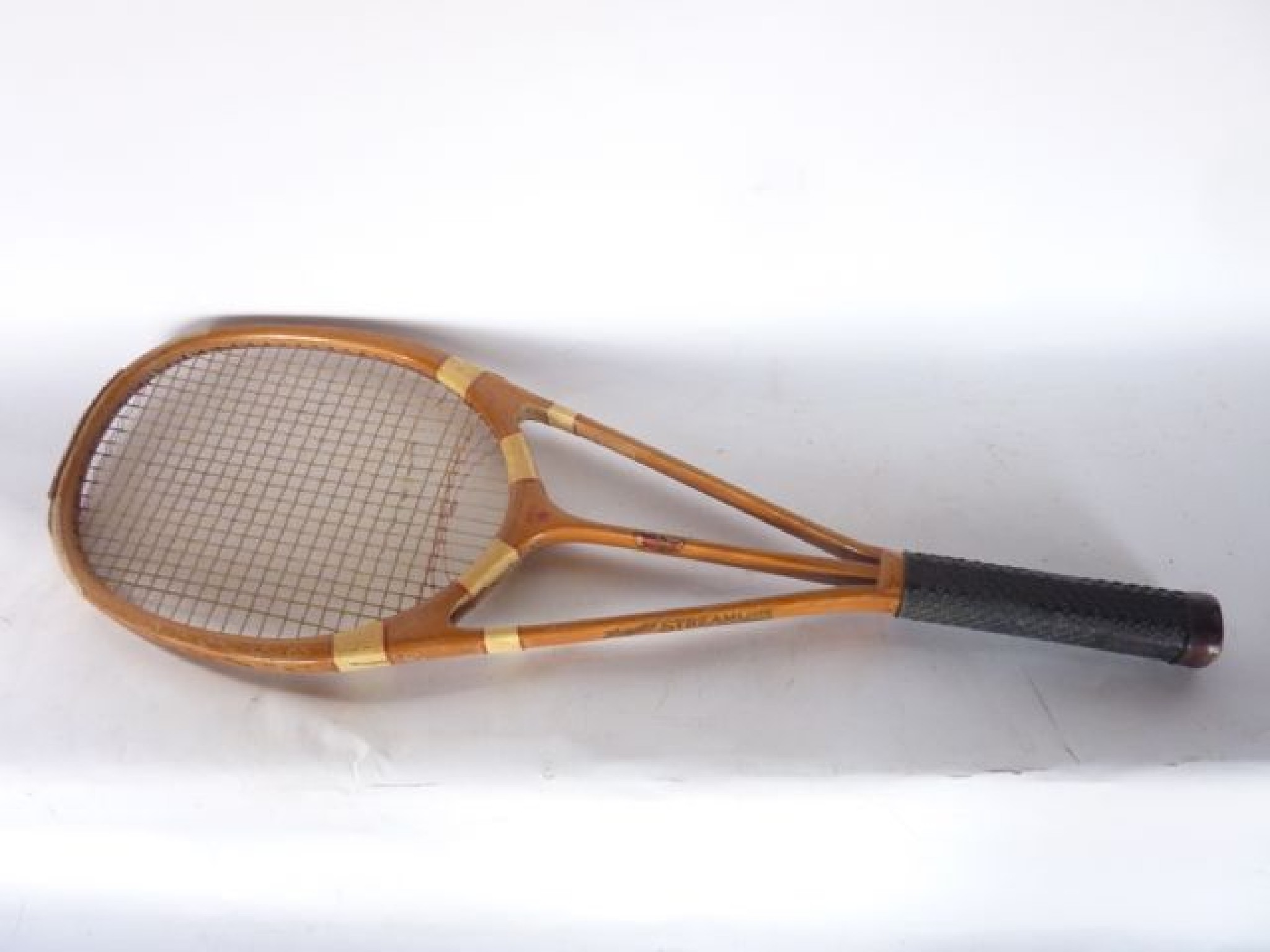 Appraisal: A vintage Hazel's streamline timber framed badminton racket with painted