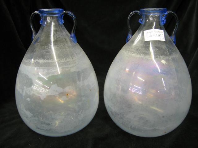 Appraisal: Pair of Italian Sofiati Art Glass Vases Cappellin Roman glass