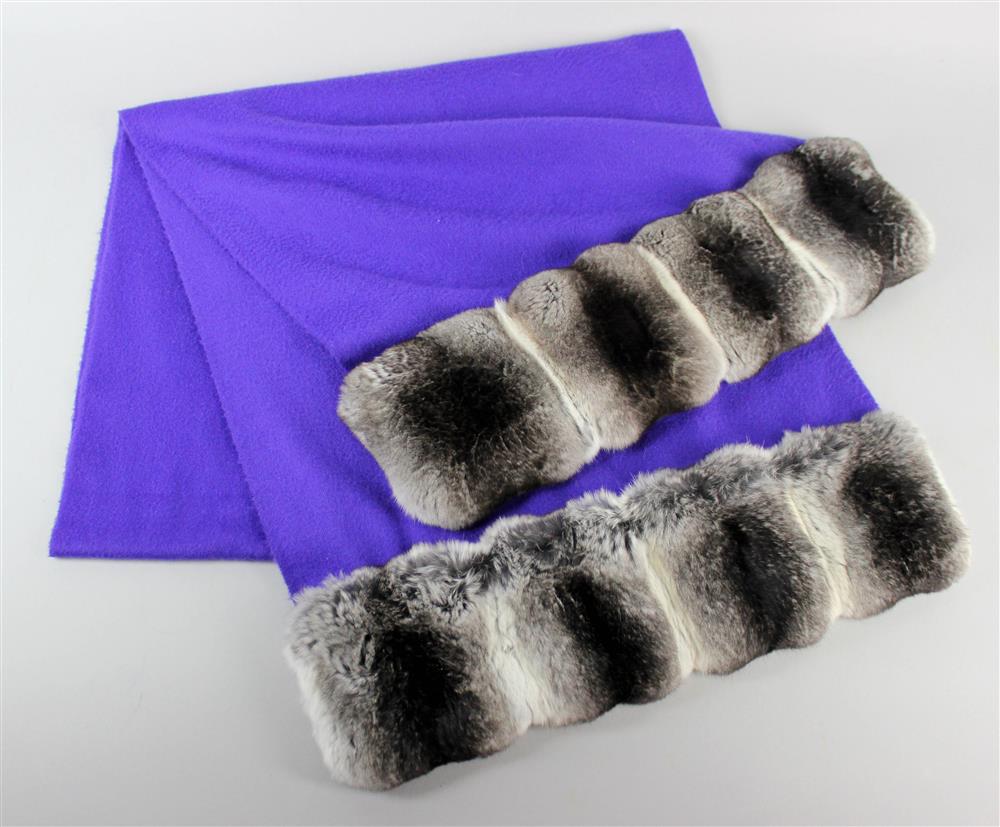 Appraisal: PURPLE CASHMERE AND CHINCHILLA WRAP the cashmere wrap is rectangular